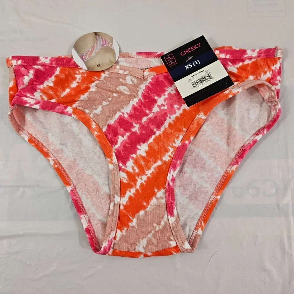 No Boundaries Cotton Floral Tie Dye Stripe Cheeky  4-Pack Panties –Size XS NWT